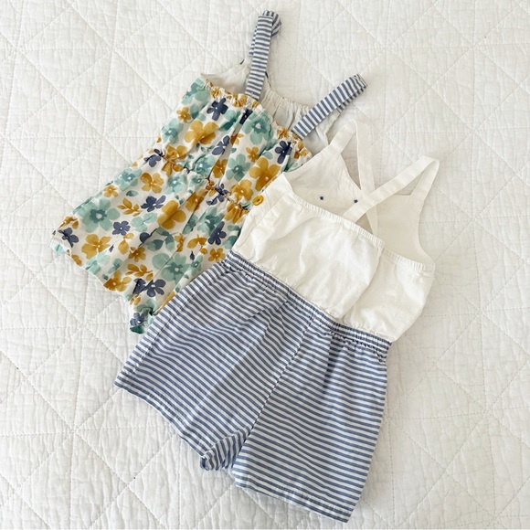 EMMA’S GARDEN Baby Girl 2 Romper Bundle Floral Stripes 24 Months - Picture 4 of 4